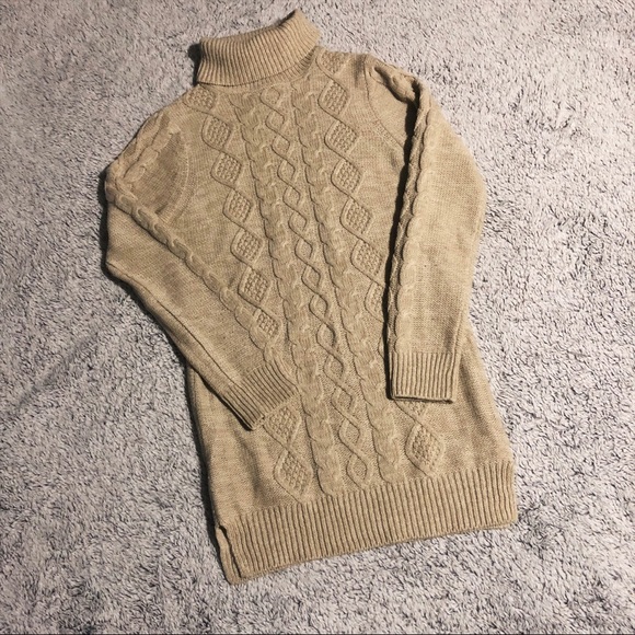 Sweaters - Tan Sweater with turtle - neck